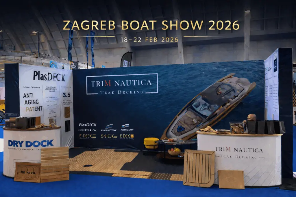 TriM Nautica presenting synthetic teak decking at Zagreb Boat Show 2026