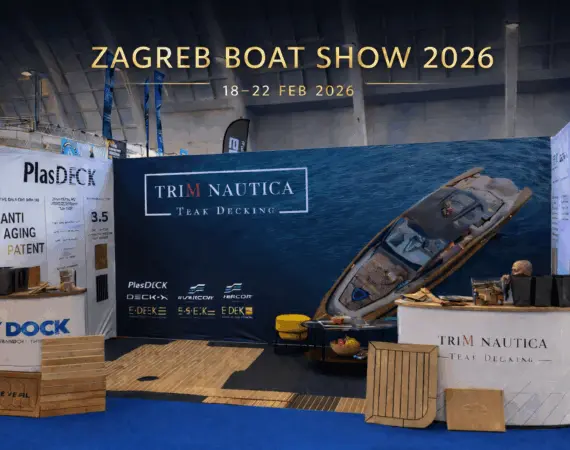 TriM Nautica presenting synthetic teak decking at Zagreb Boat Show 2026