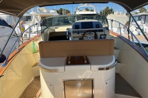 Spacious cockpit and modern cabin of the Terra Nauta motor yacht